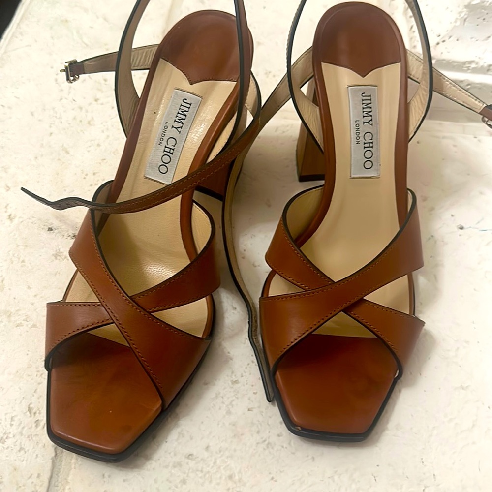 Jimmy chop brown strap sandal, size 42